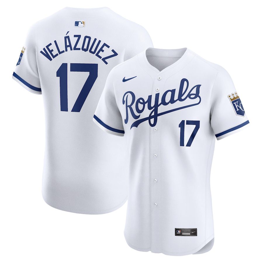 Men Kansas City Royals #17 Nelson Velazquez Nike White Home Elite Player MLB Jersey